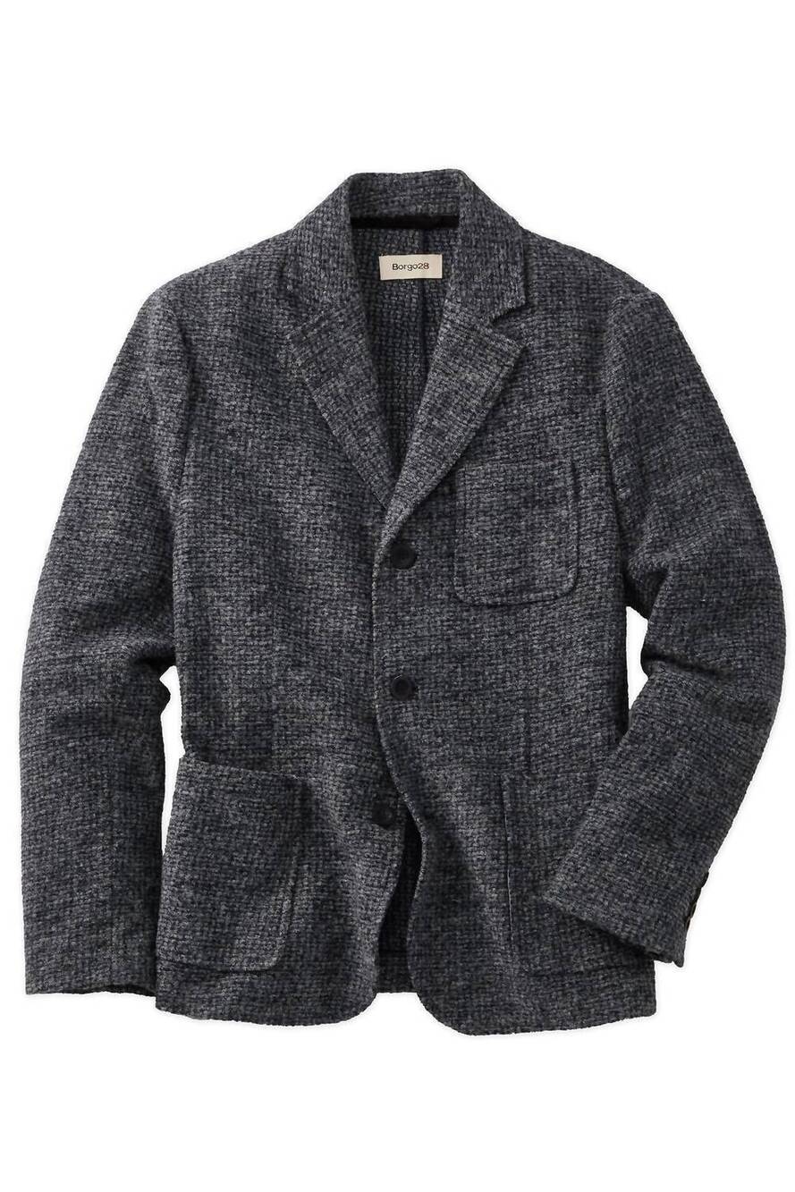 NEW BORGO28 men's soft knit wool-blend blazer in charcoal